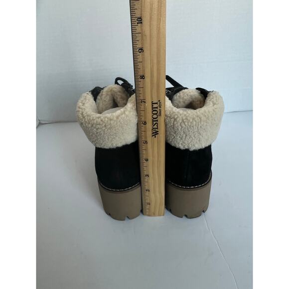 BLONDO Devin Black Suede Waterproof Lace up Zip Lug Sole Platform Boots 8.5 - Picture 7 of 11